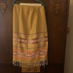Pashmina Tan and Pink Patterned Shawl